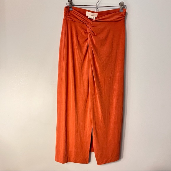 Anthropologie Twist Wrap Maxi Skirt Size Small Coral - Picture 2 of 13